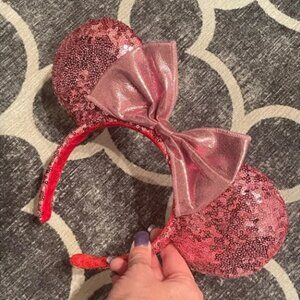 NEW Pink sequin metallic bow Minnie Mouse Ears